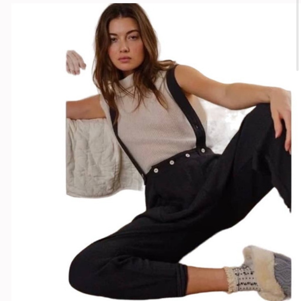 Free People Black and Cream Jumpsuit